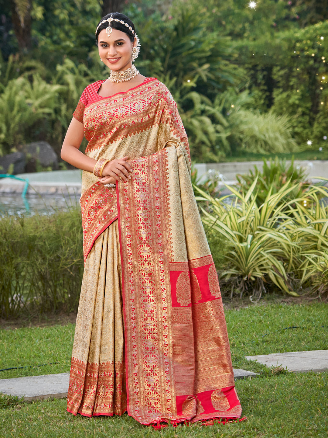 Subtle Splendor Banarasi Silk Ready To Wear Pocket Saree