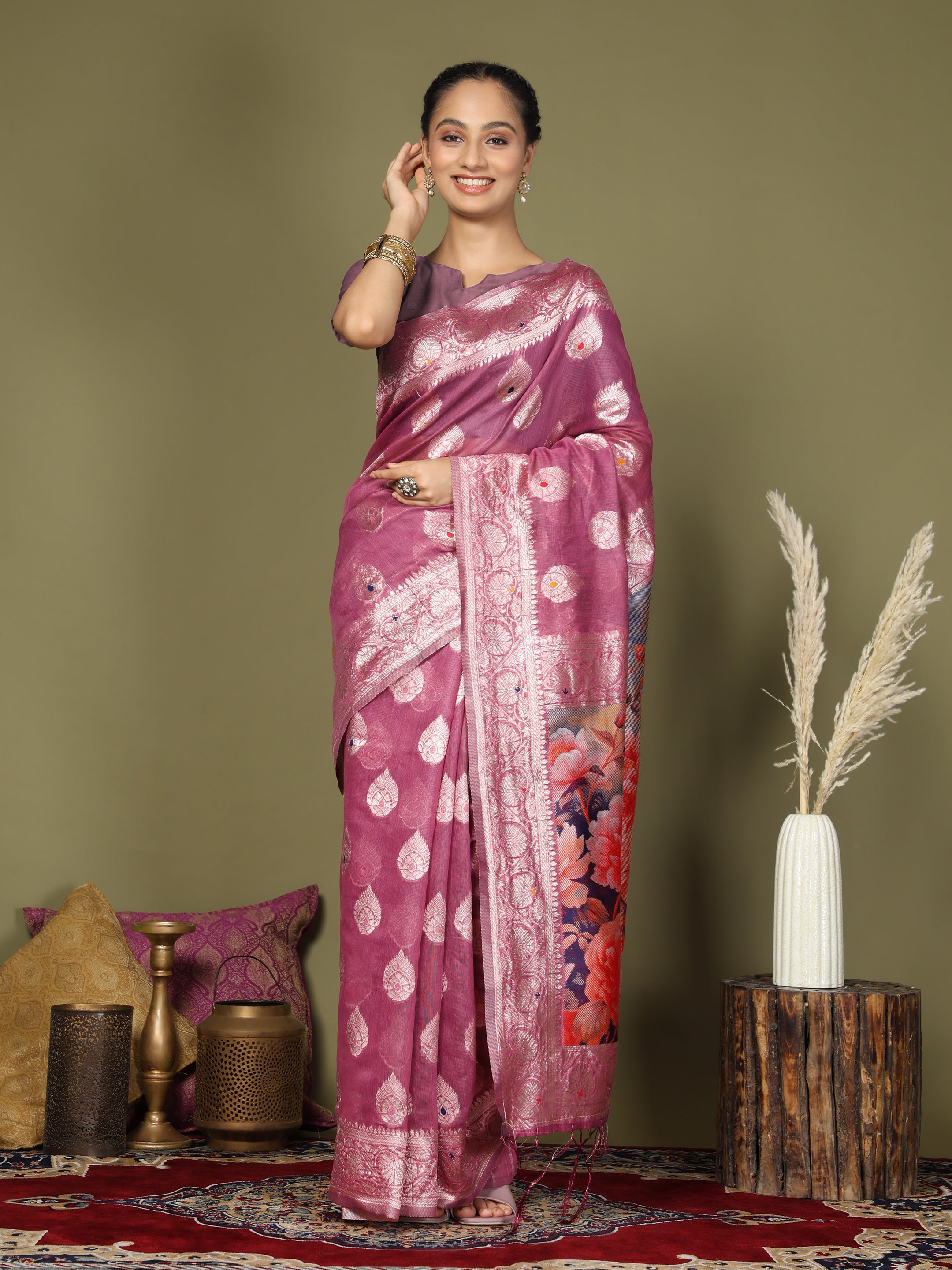 Florenza Linen Cotton (B) Ready To Wear Pocket Saree