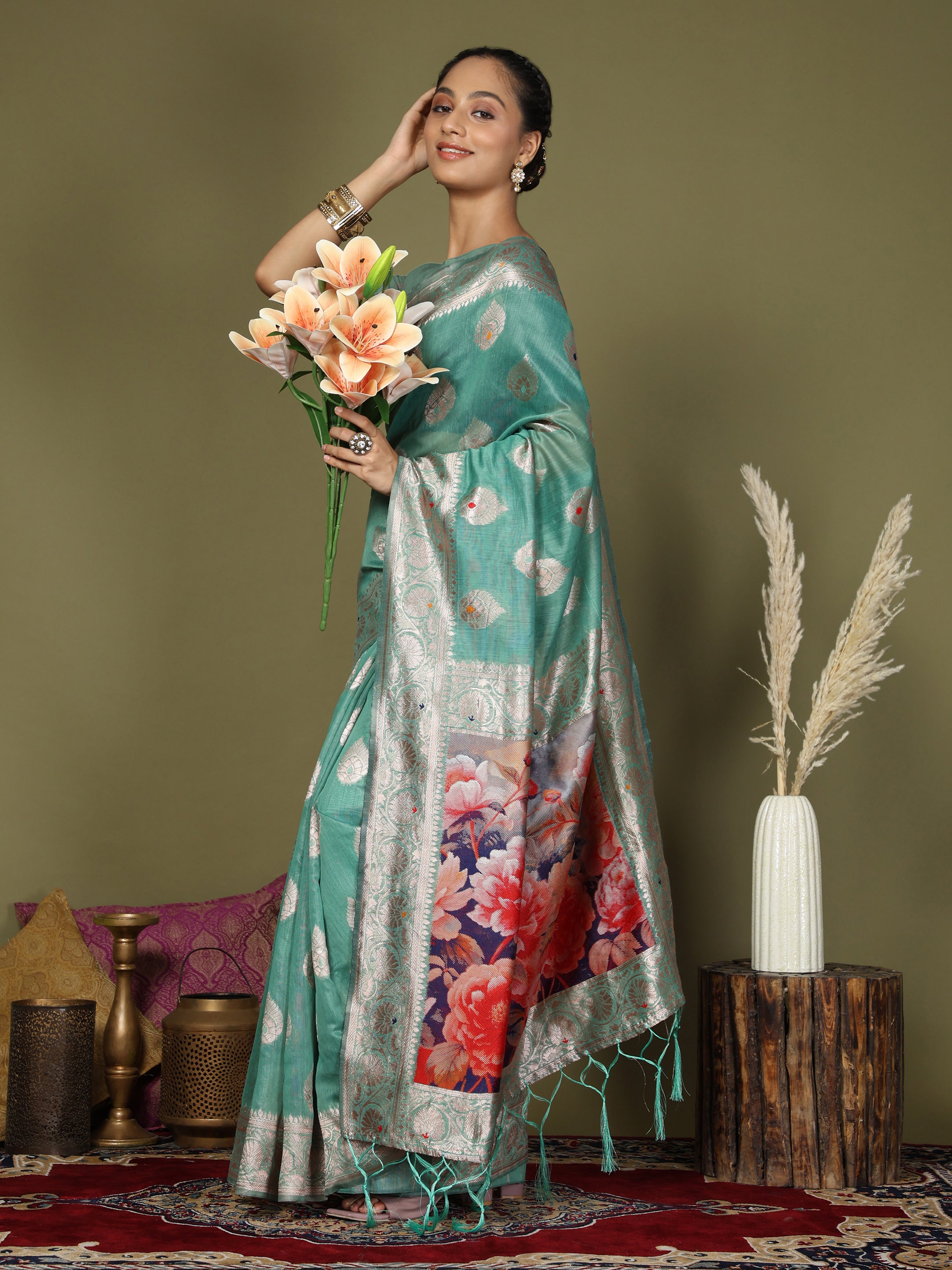 Florenza Linen Cotton (C) Ready To Wear Pocket Saree