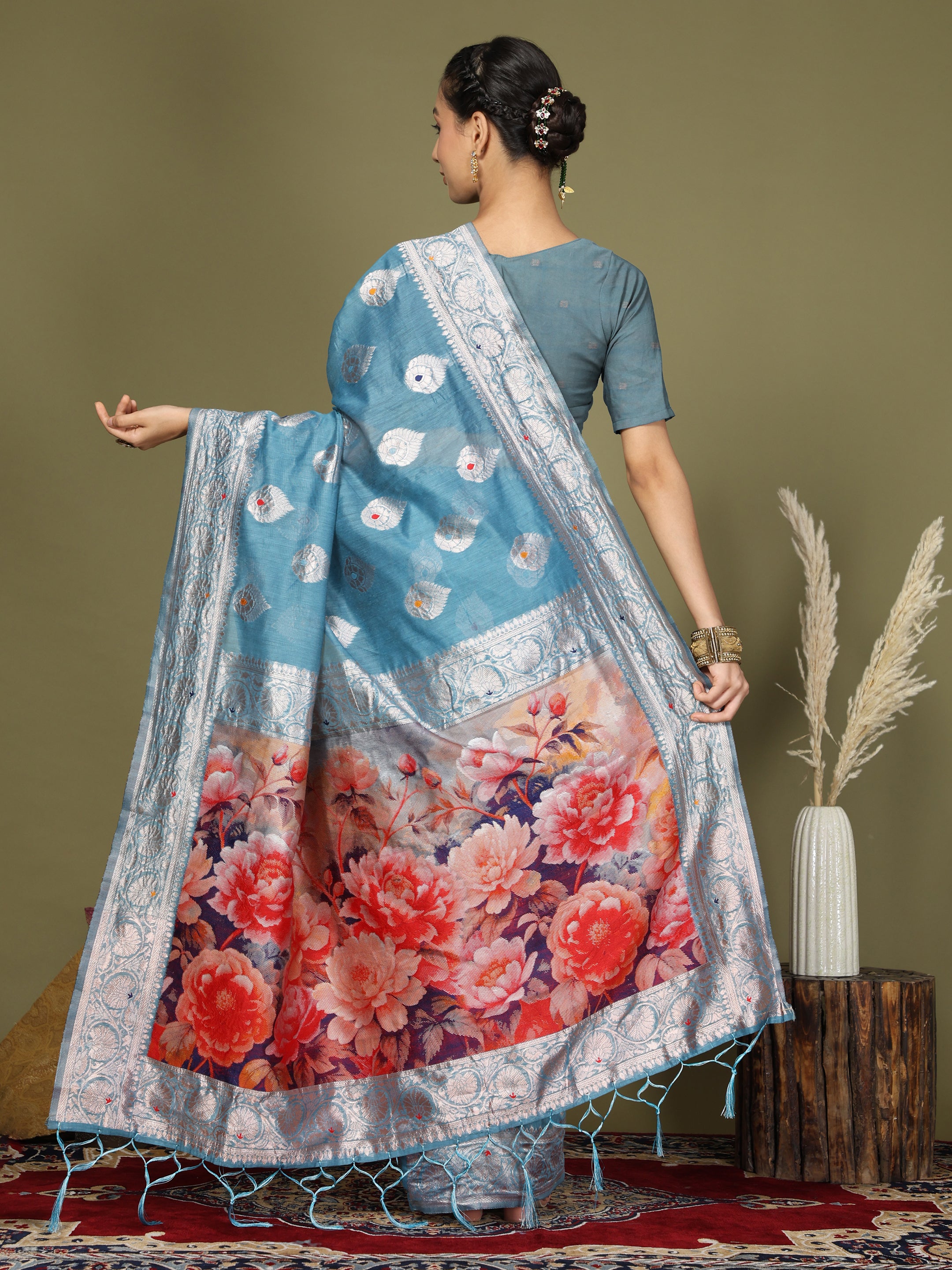 Florenza Linen Cotton (D) Ready To Wear Pocket Saree
