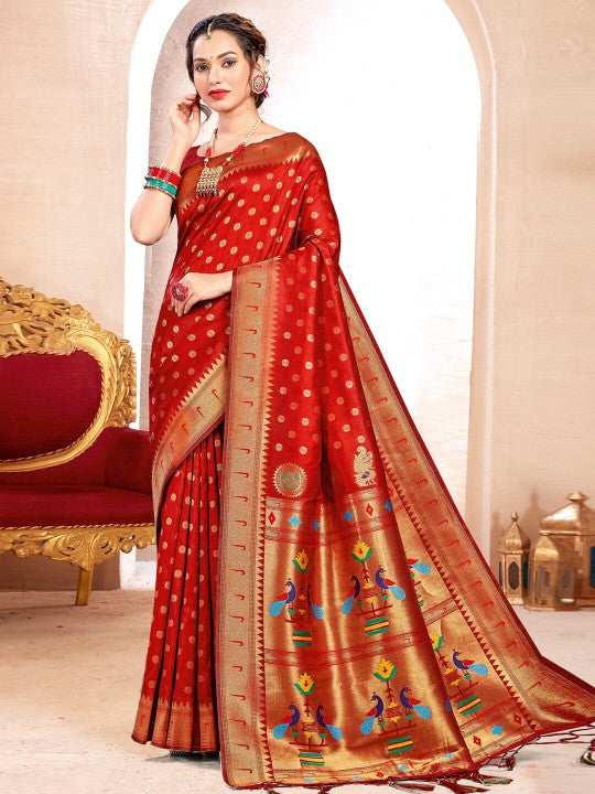 Regal Radiance (A) Powerloom Paithani Silk Ready To Wear Pocket Saree