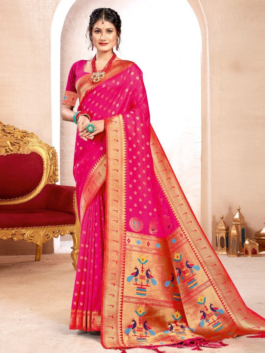 Regal Radiance (B) Powerloom Paithani Silk Ready To Wear Pocket Saree