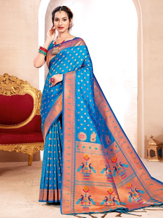 Regal Radiance (D) Powerloom Paithani Silk Ready To Wear Pocket Saree
