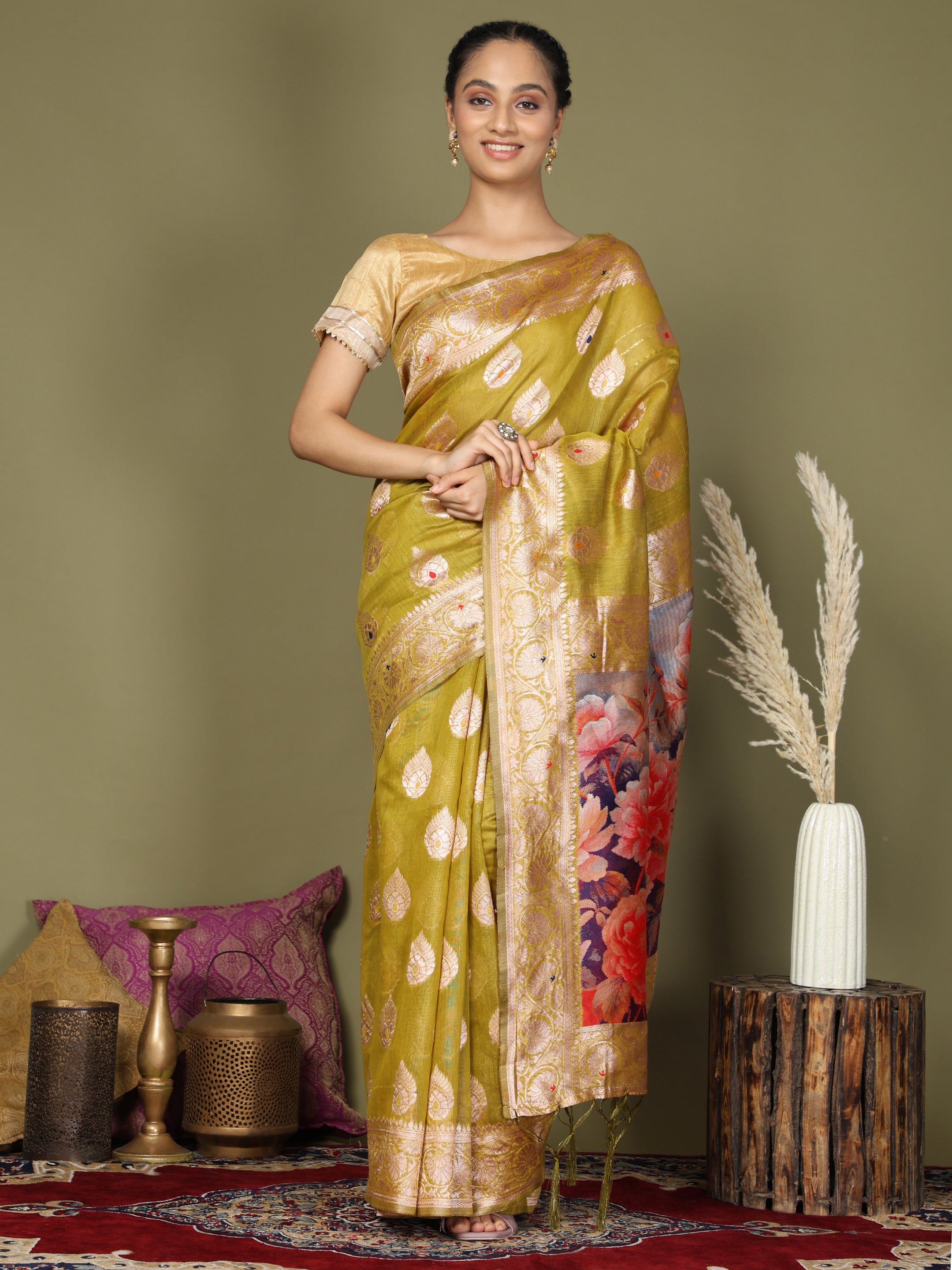 Florenza Linen Cotton (E) Ready To Wear Pocket Saree