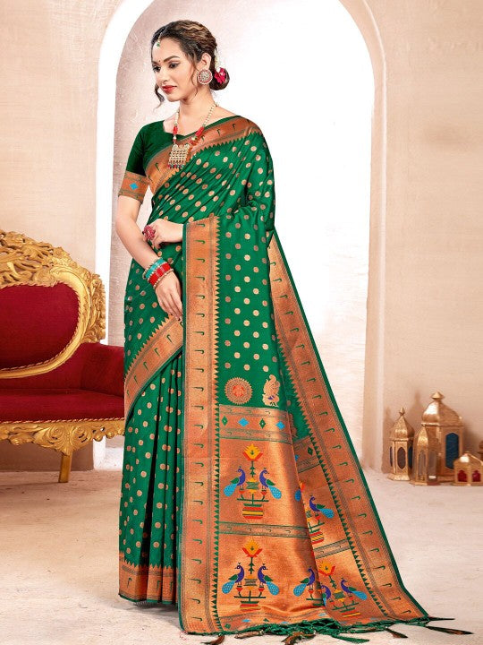Regal Radiance (C) Powerloom Paithani Silk Ready To Wear Pocket Saree