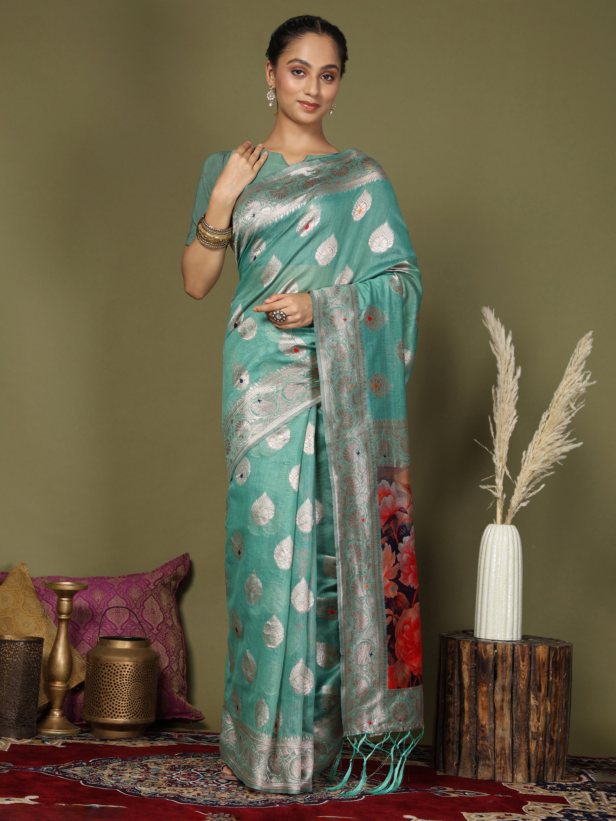 Florenza Linen Cotton (C) Ready To Wear Pocket Saree