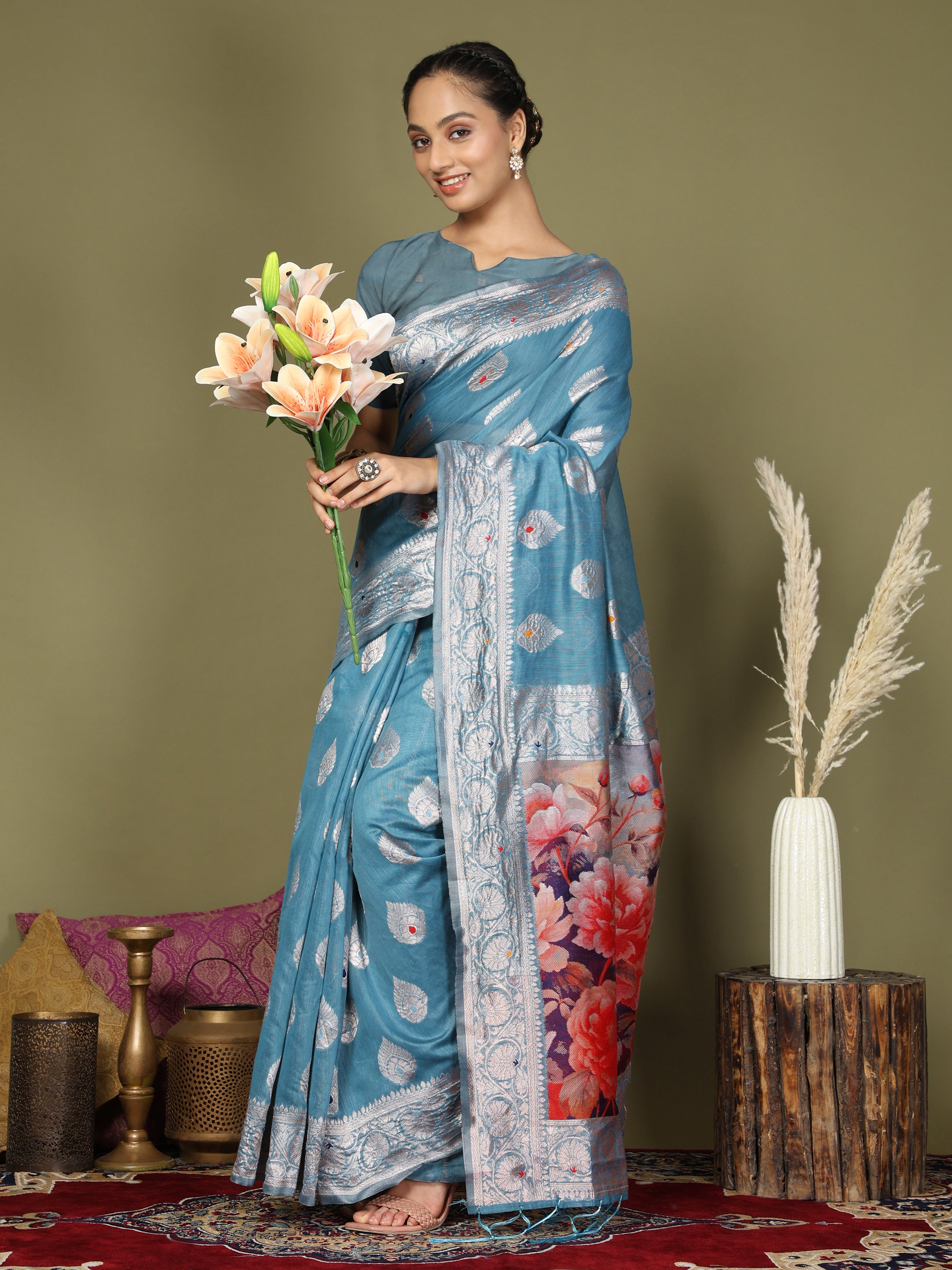 Florenza Linen Cotton (D) Ready To Wear Pocket Saree