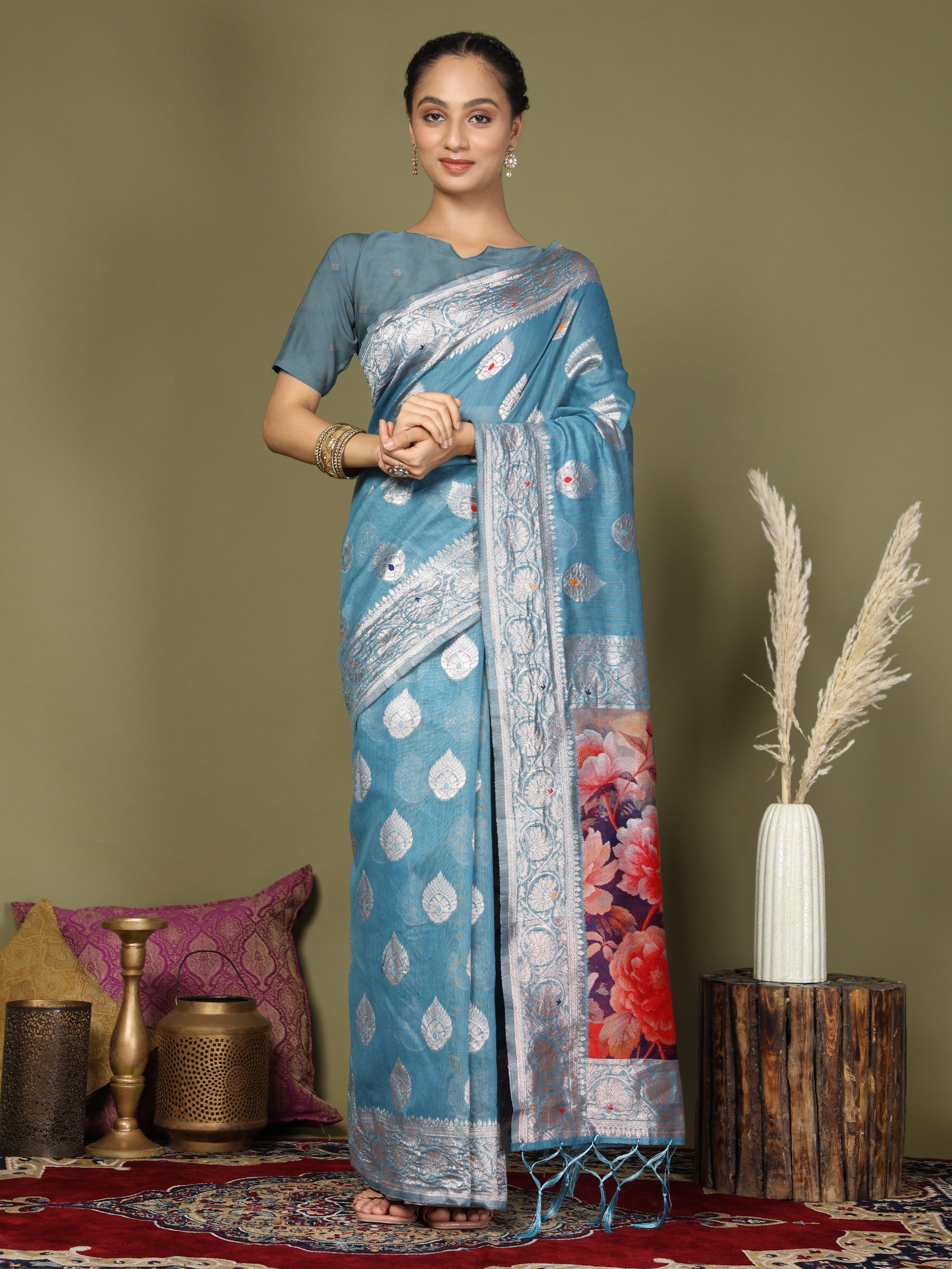 Florenza Linen Cotton (D) Ready To Wear Pocket Saree