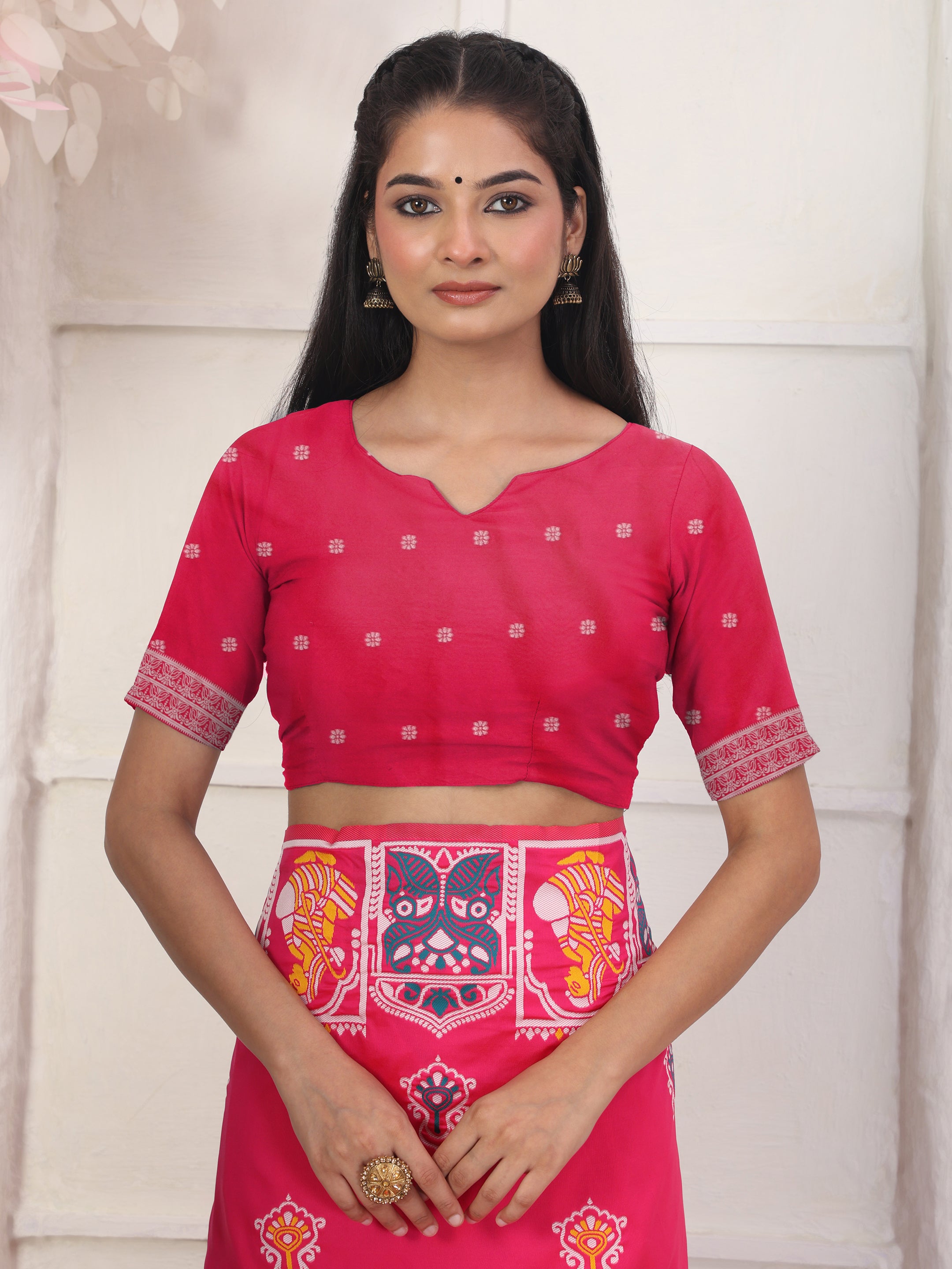 Nritya Katha Pink Silk Ready To Wear Pocket Saree