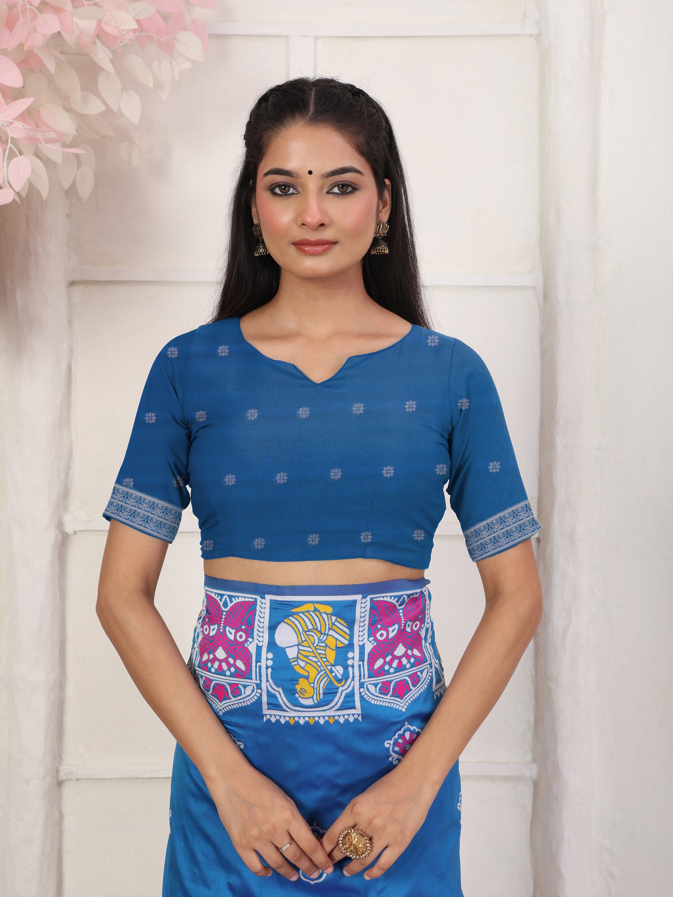 Nritya Katha Light Blue Silk Ready To Wear Pocket Saree
