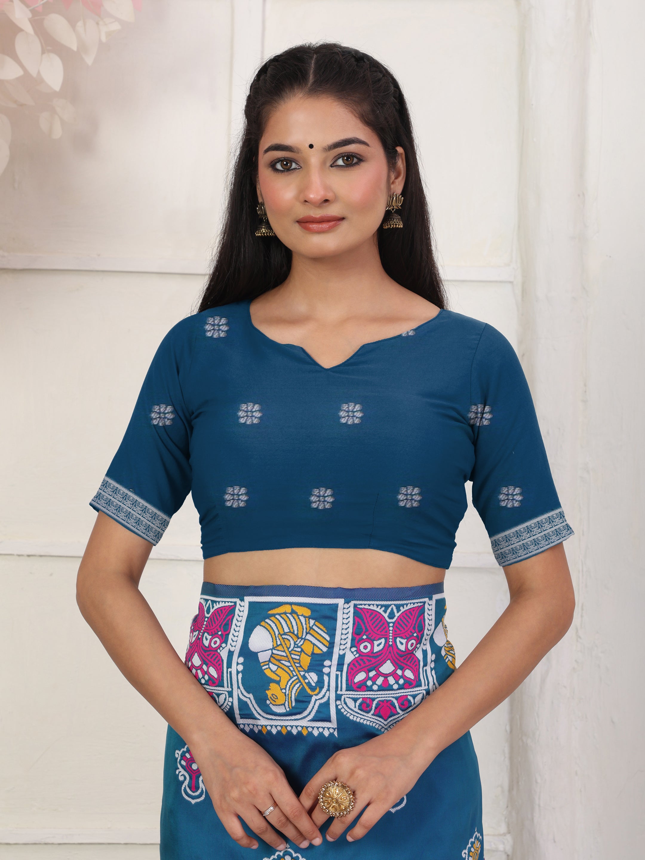 Nritya Katha Teal Blue Silk Ready To Wear Pocket Saree
