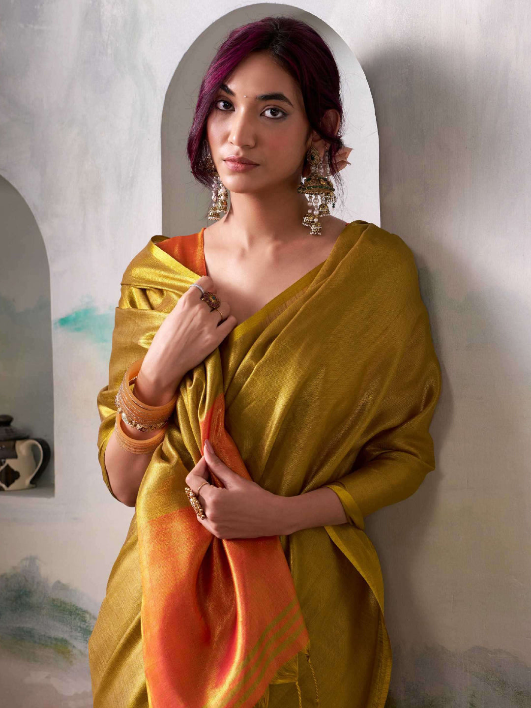 Luminous Glow Tissue Silk (B) Ready To Wear Pocket Saree