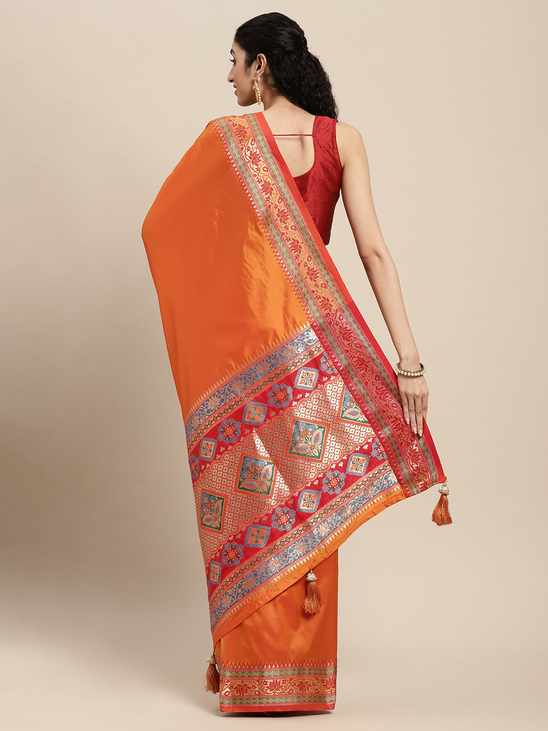 Festival Of Drapes (Orange) Ready To Wear Pocket Saree