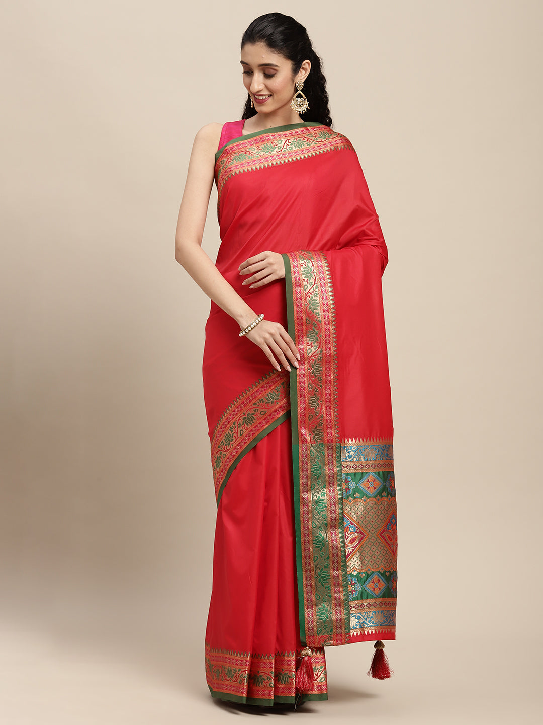 Festival Of Drapes (Red) Ready To Wear Pocket Saree