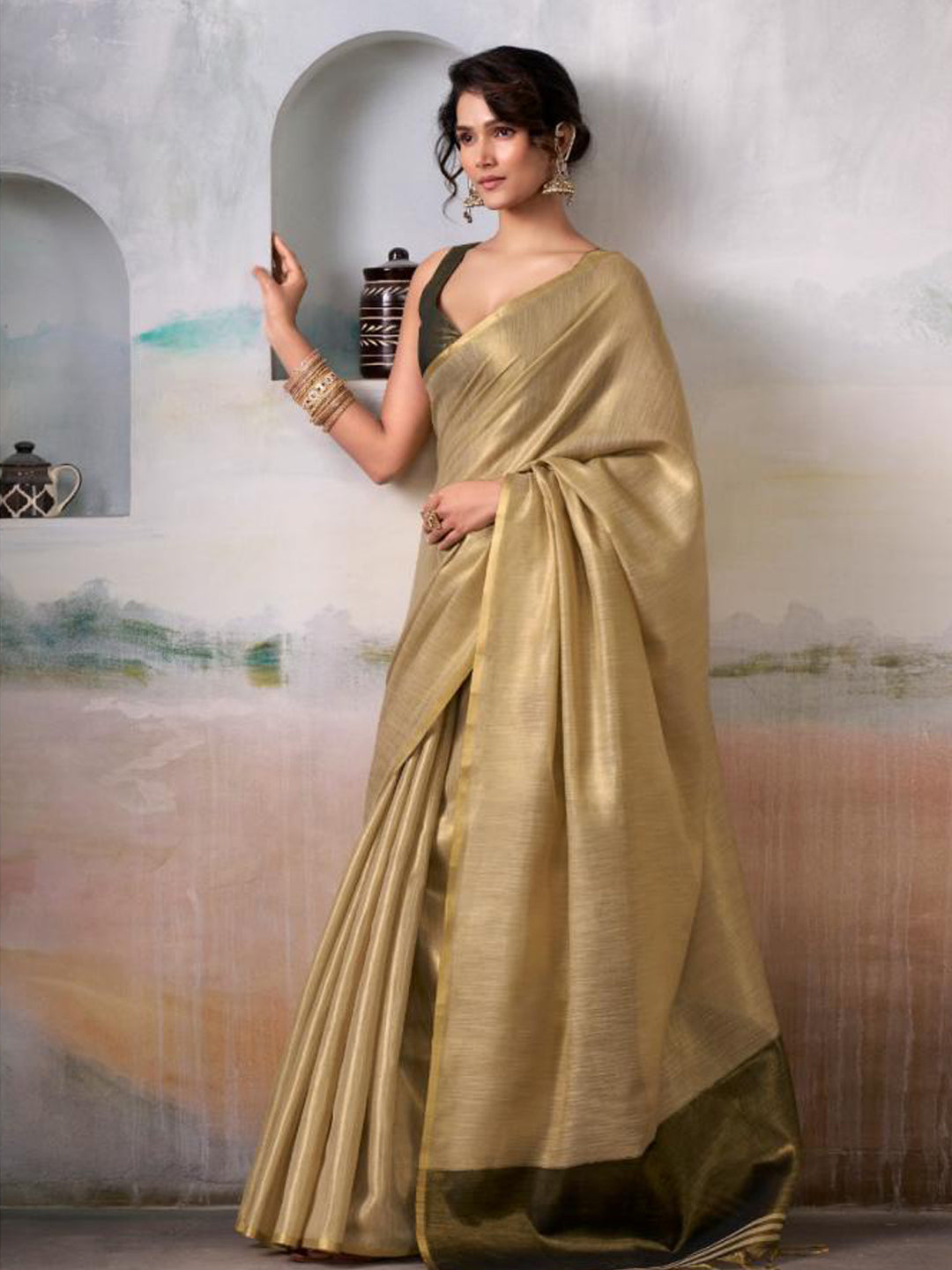 Luminous Glow Tissue Silk (F) Ready To Wear Pocket Saree