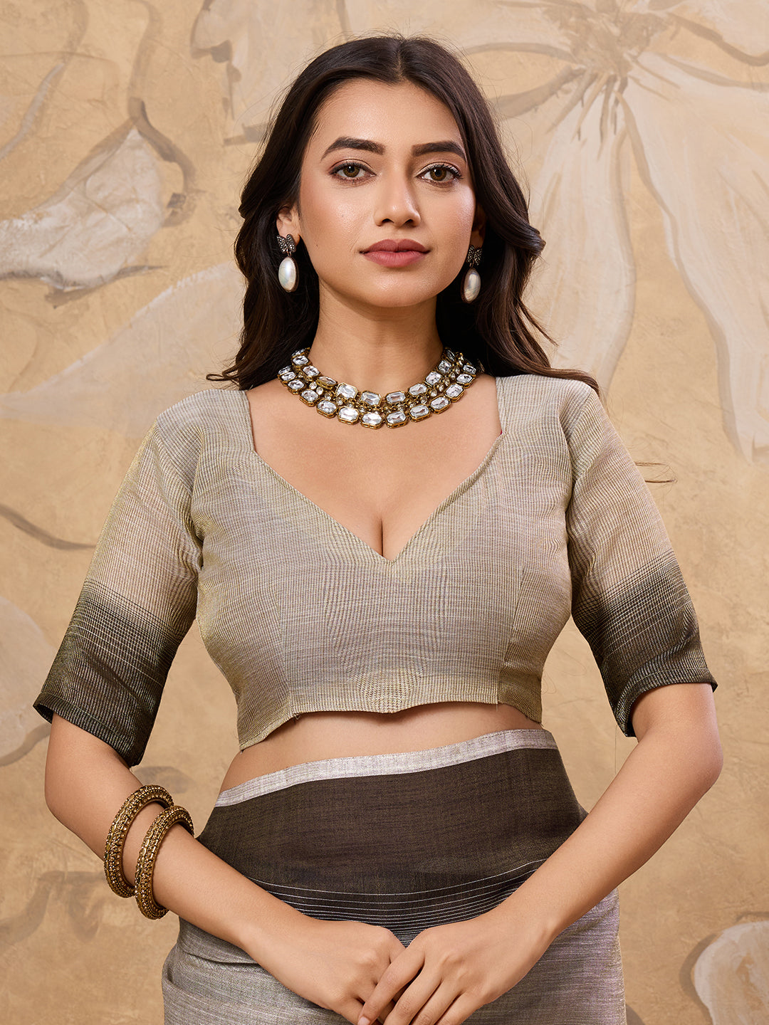 Subtle Charm Linen (Charcoal Grey) Ready To Wear Pocket Saree