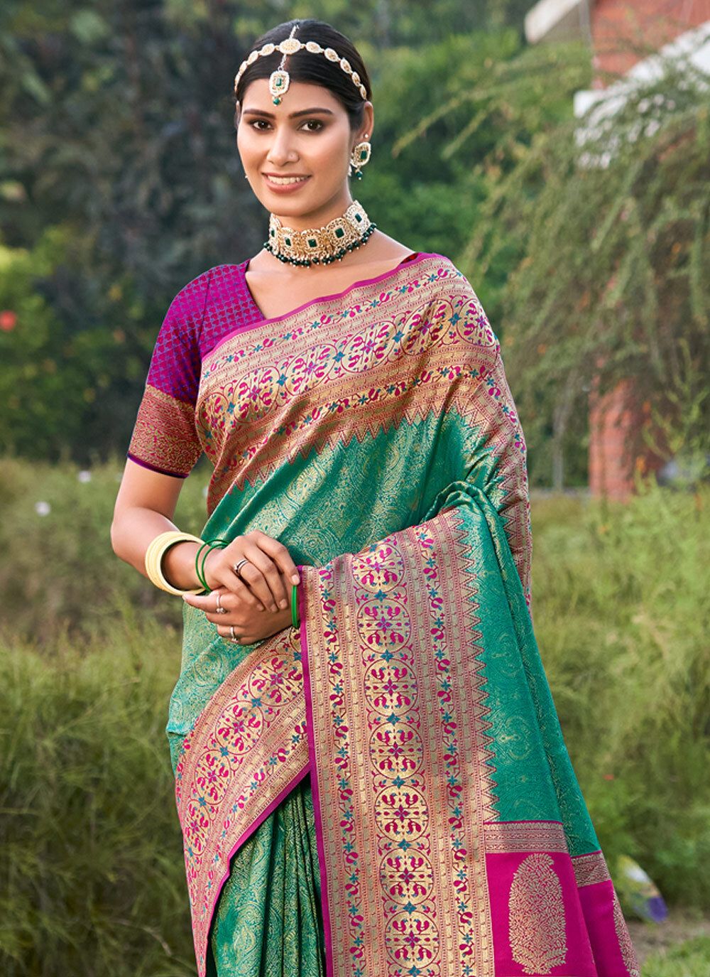 Golden Hour Banarasi Silk (C) Ready To Wear Pocket Saree