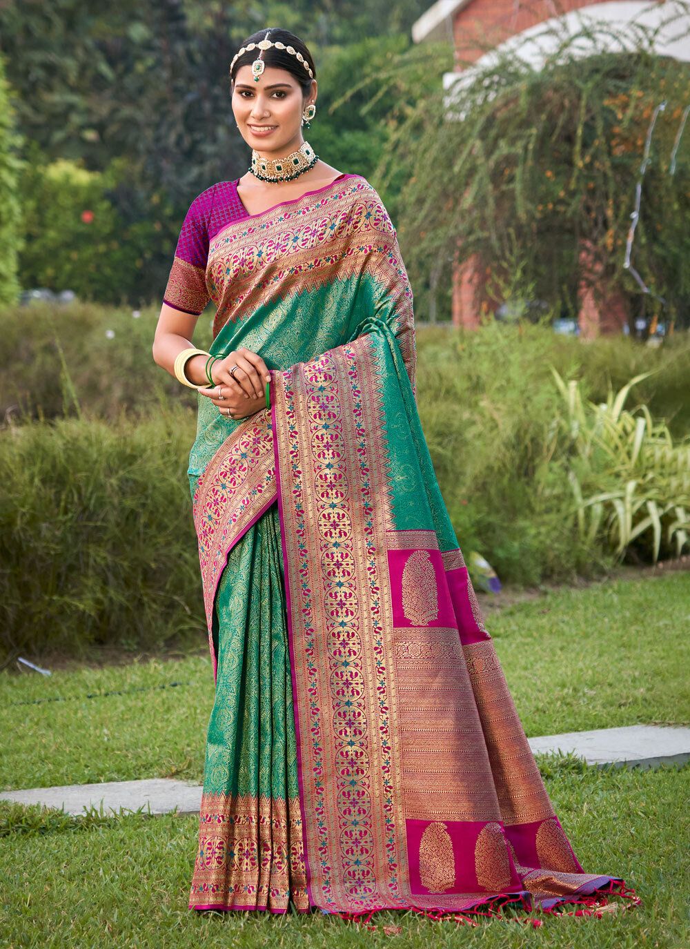 Golden Hour Banarasi Silk (C) Ready To Wear Pocket Saree