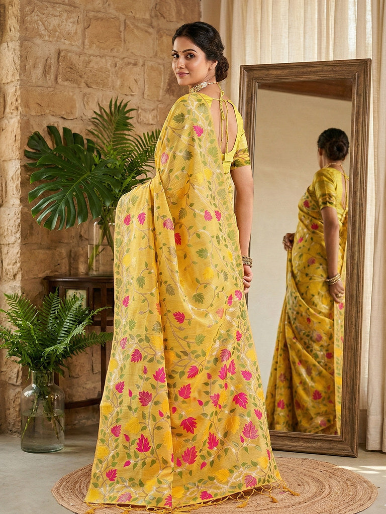 Floral Echo (A) Linen Cotton Ready To Wear Pocket Saree