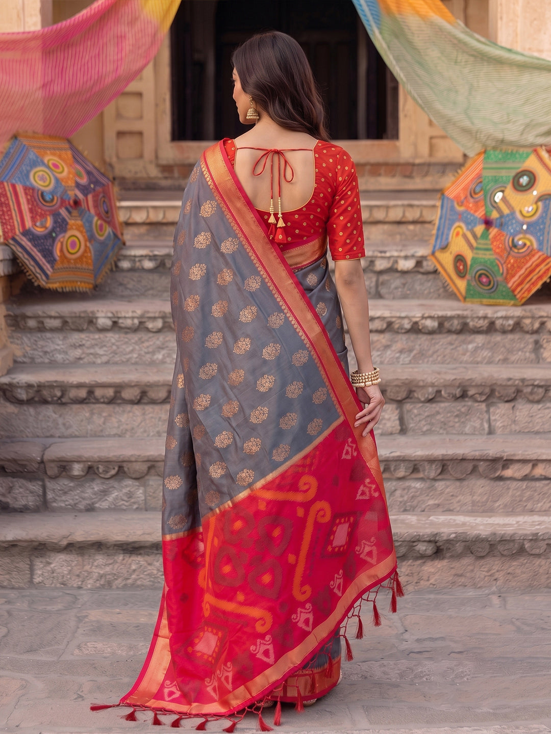 Blush Royale Silk (E) Ready To Wear Pocket Saree