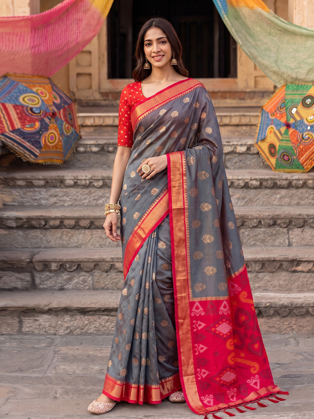 Blush Royale Silk (E) Ready To Wear Pocket Saree