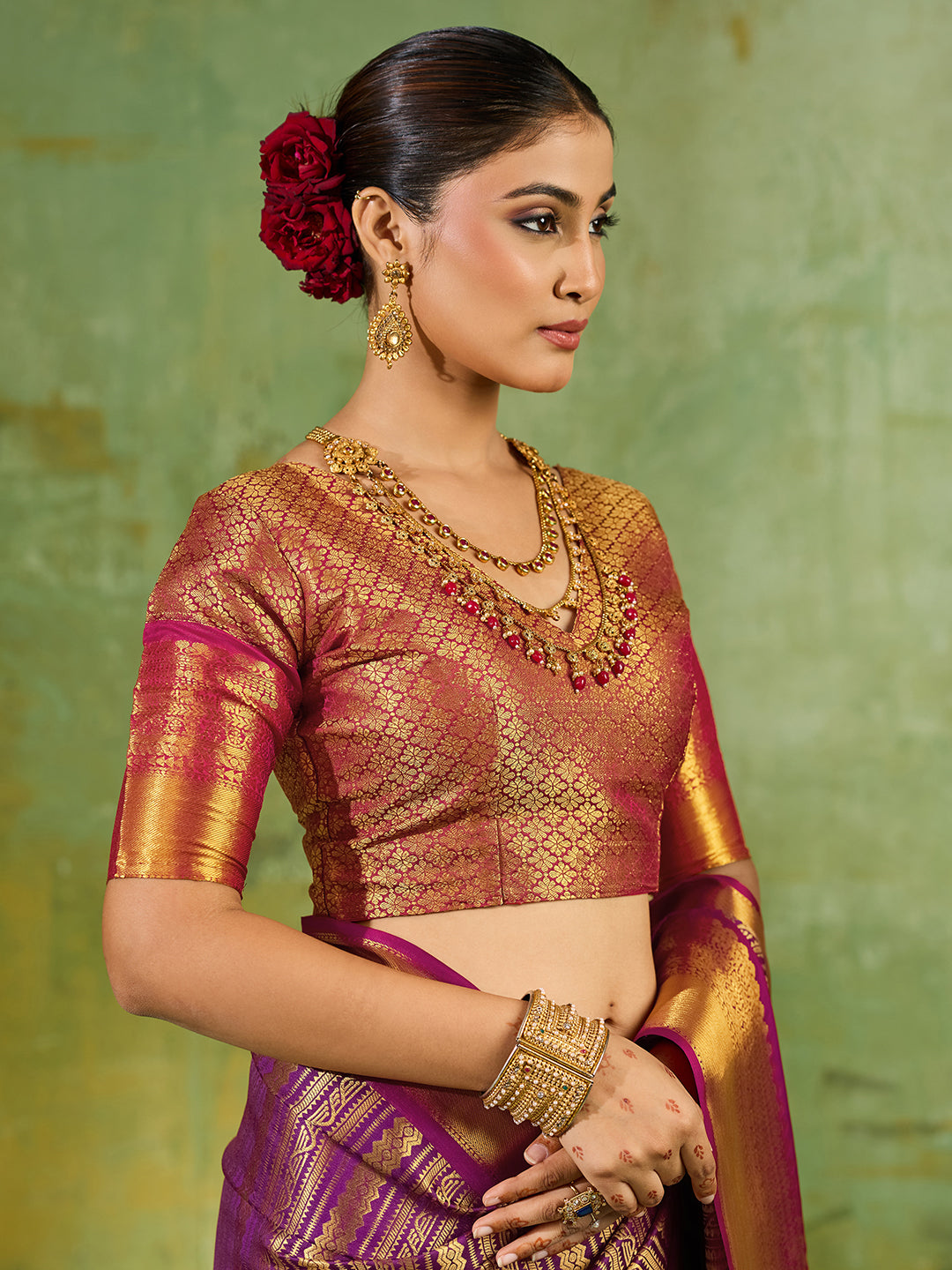 Nyra Silk Ready To Wear Pocket Saree | Purple