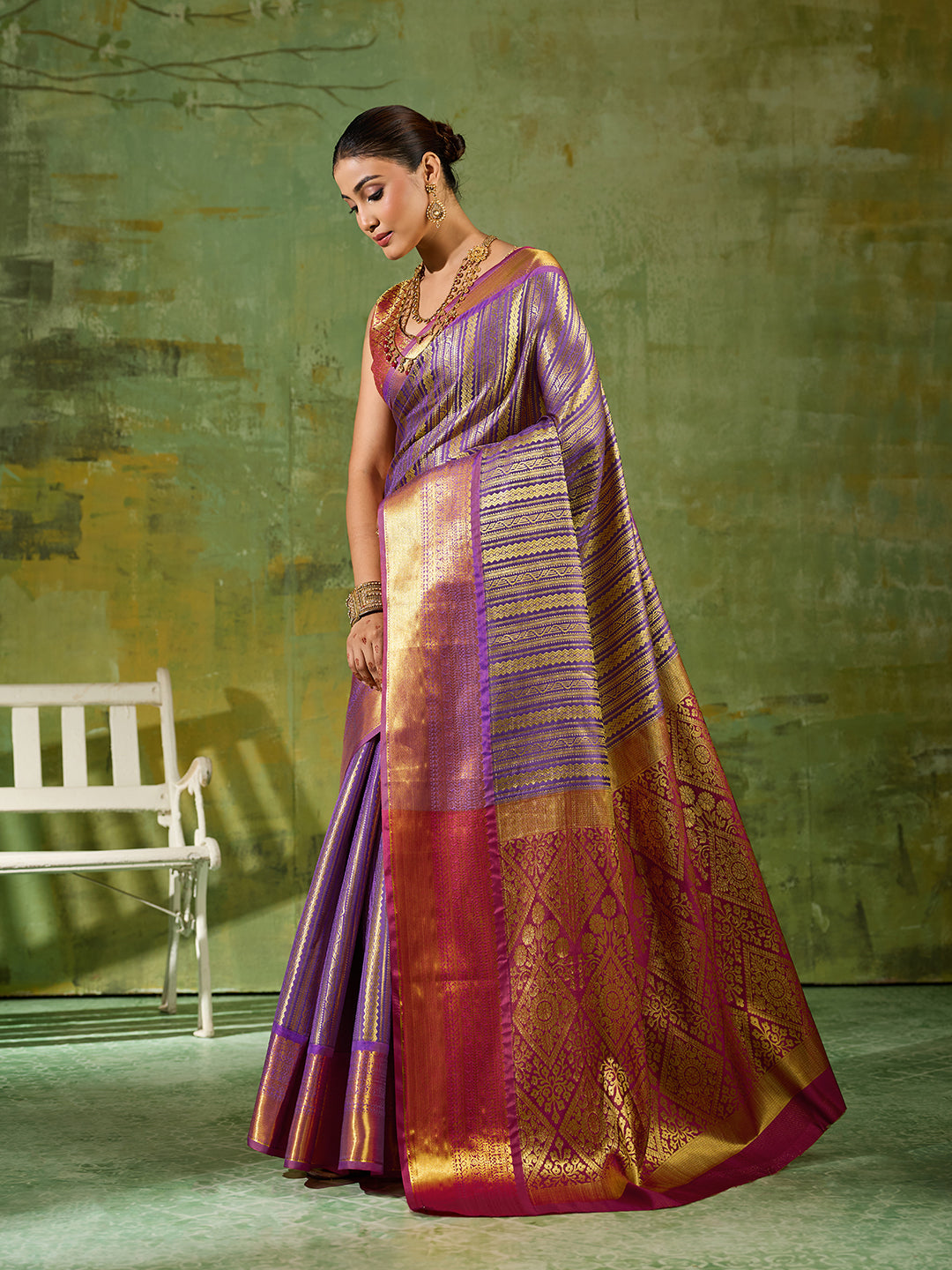 Nyra Silk Ready To Wear Pocket Saree | Lavender