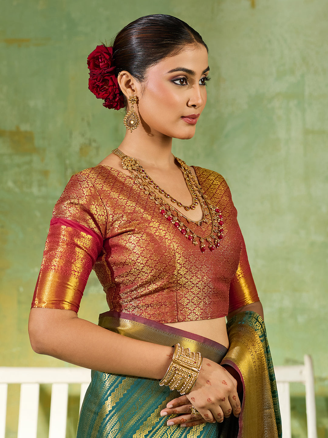 Nyra Silk Ready To Wear Pocket Saree | Rama Green