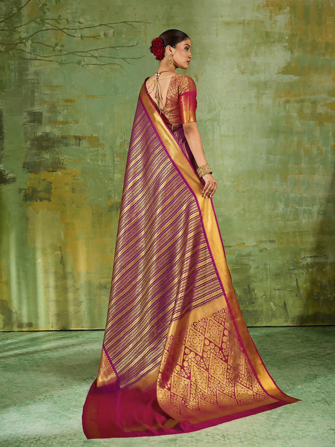 Nyra Silk Ready To Wear Pocket Saree | Purple