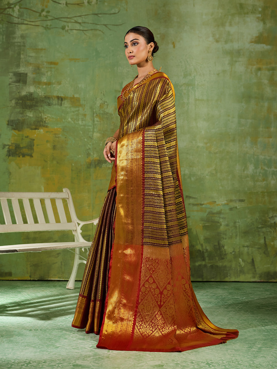 Nyra Silk Ready To Wear Pocket Saree | Brown