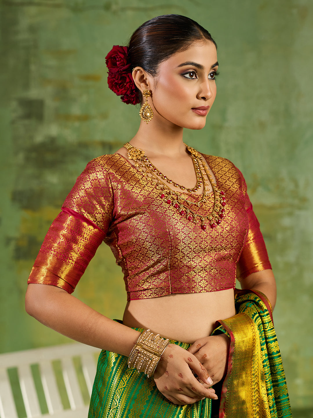 Nyra Silk Ready To Wear Pocket Saree | Green