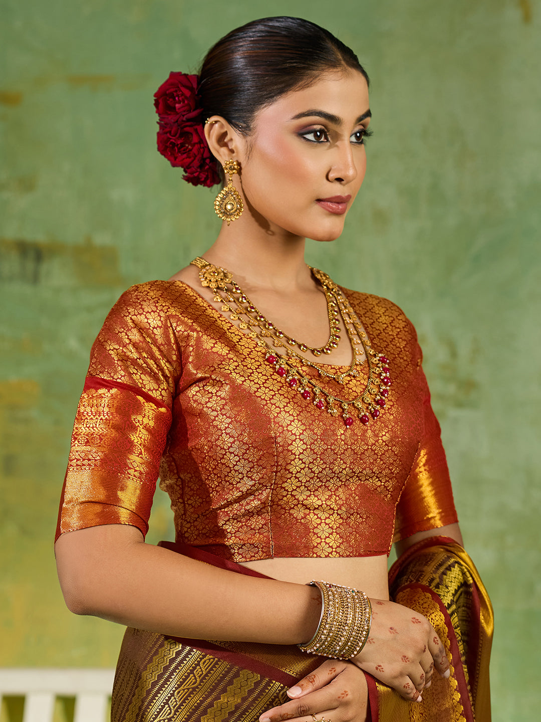 Nyra Silk Ready To Wear Pocket Saree | Brown
