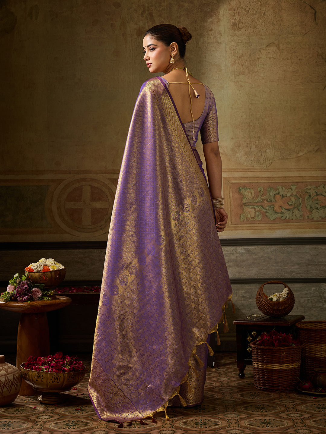 Chandrika Silk Ready To Wear Pocket Saree | Purple