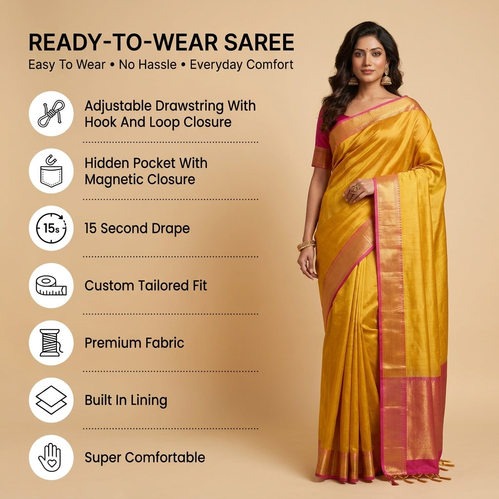 Luminous Glow Tissue Silk (D) Ready To Wear Pocket Saree