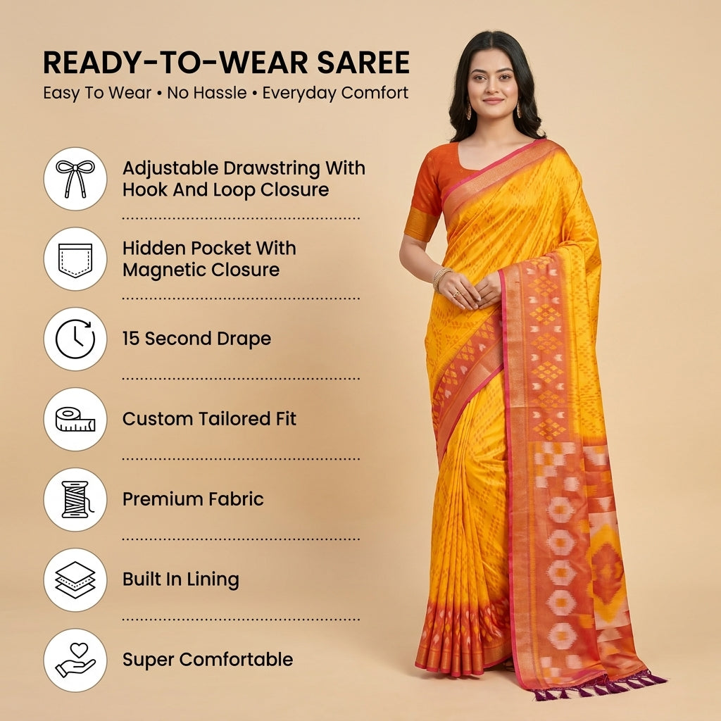 PixelLoom Silk (E) Ready To Wear Pocket Saree