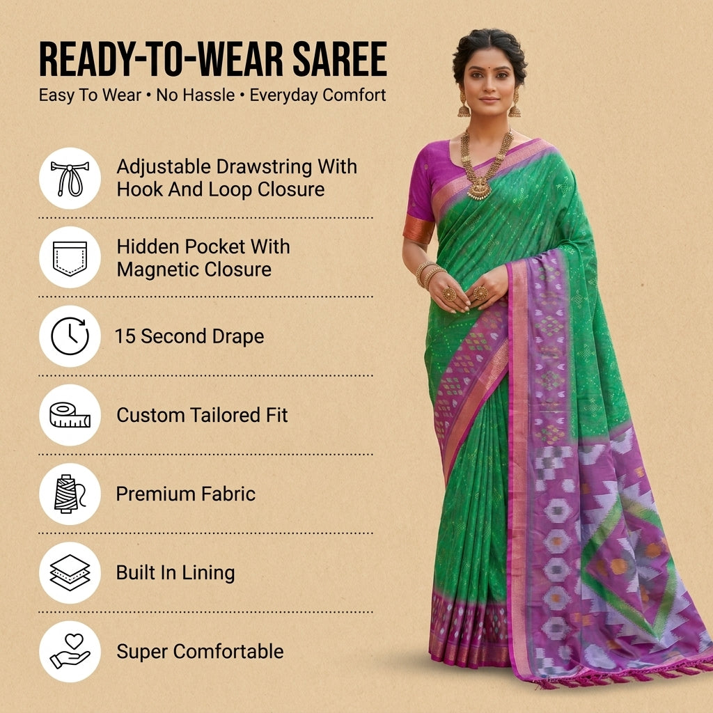 PixelLoom Silk (F) Ready To Wear Pocket Saree