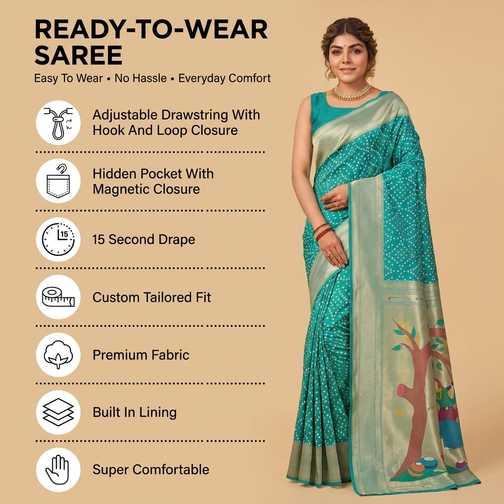 Bandhej Paithani (F) Ready To Wear Pocket Saree