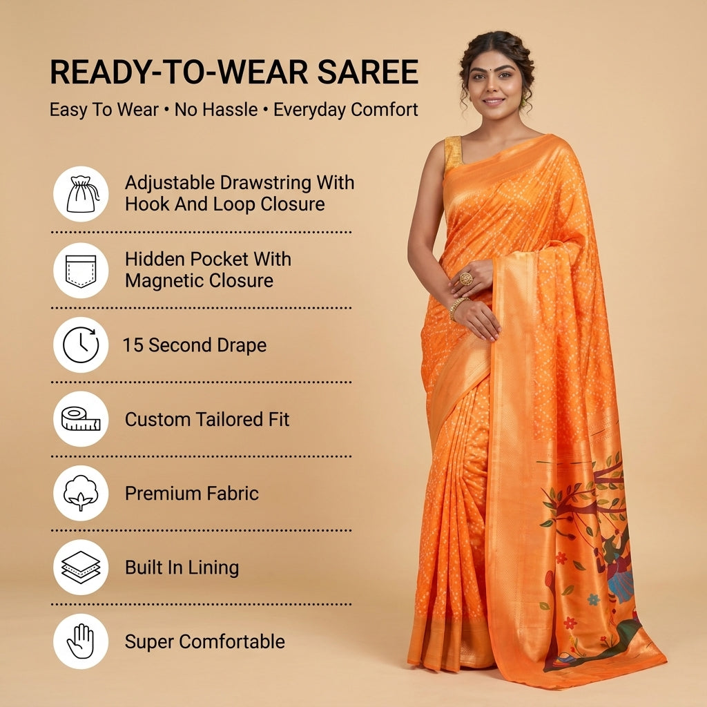 Bandhej Paithani (D) Ready To Wear Pocket Saree