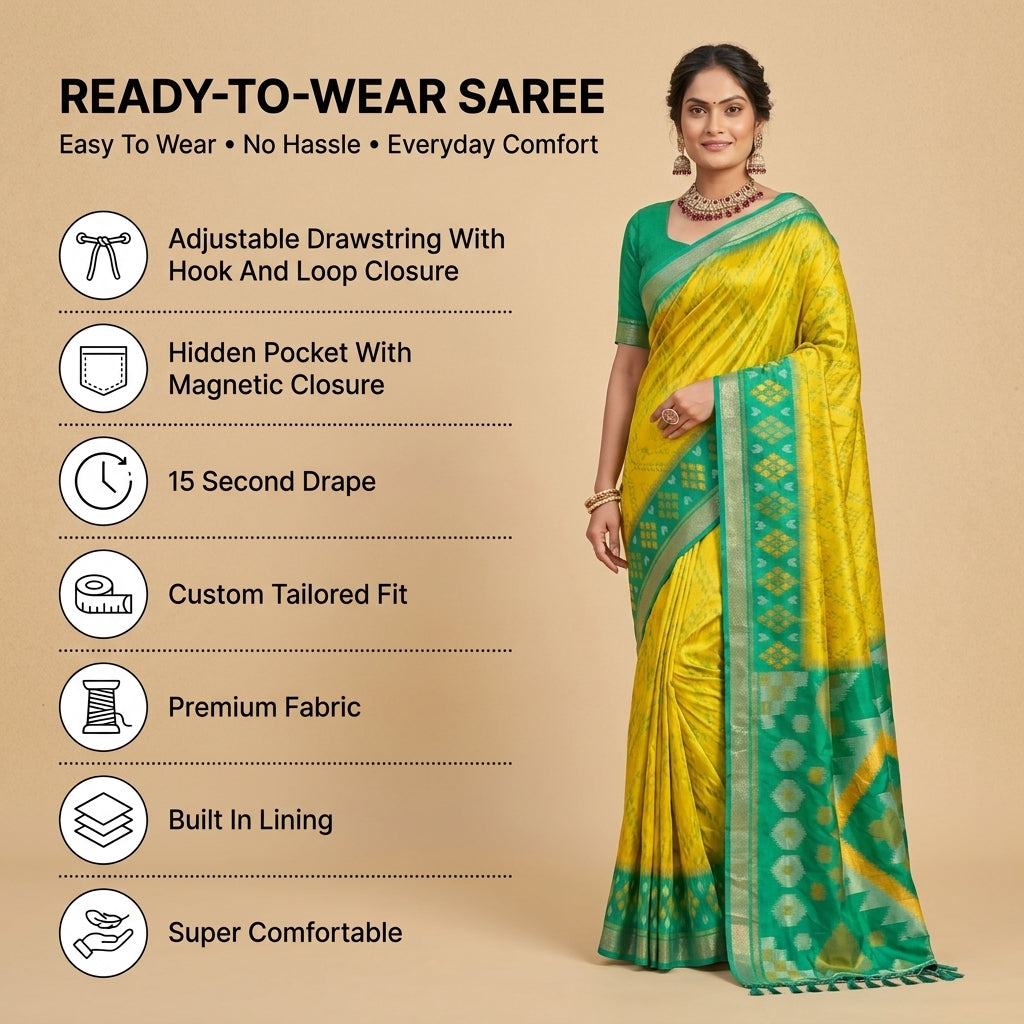 PixelLoom Silk (C) Ready To Wear Pocket Saree