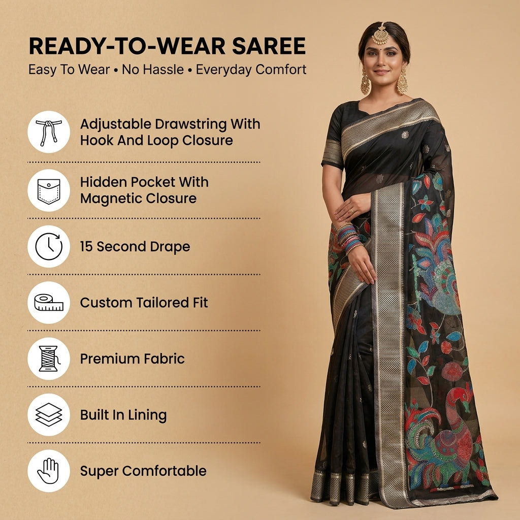 Mayurika Linen Cotton (A) Ready To Wear Pocket Saree