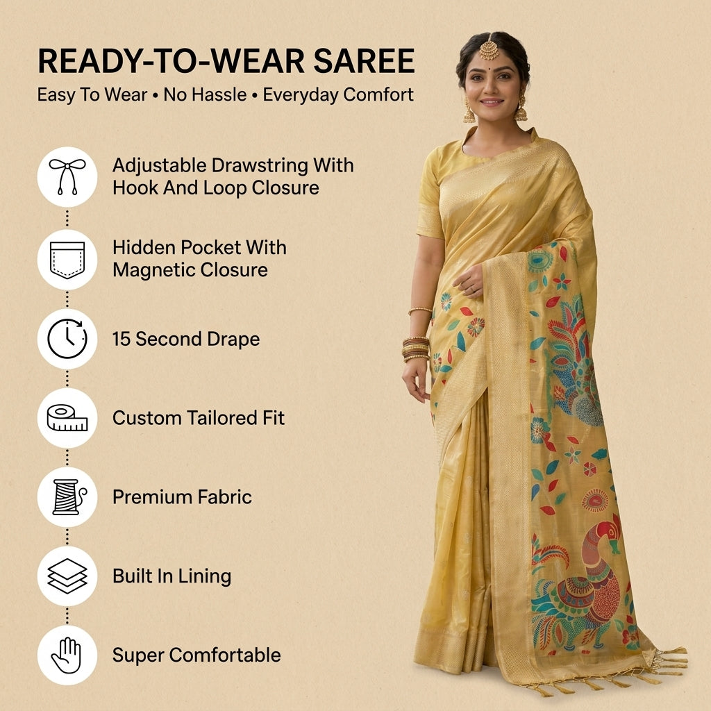 Mayurika Linen Cotton (D) Ready To Wear Pocket Saree