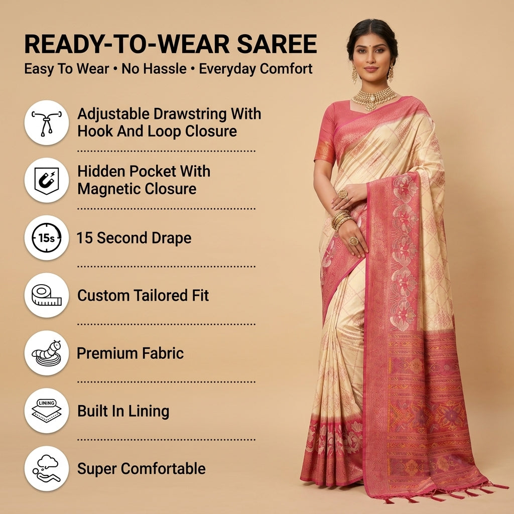 Iris Radiance Silk (E) Ready To Wear Pocket Saree