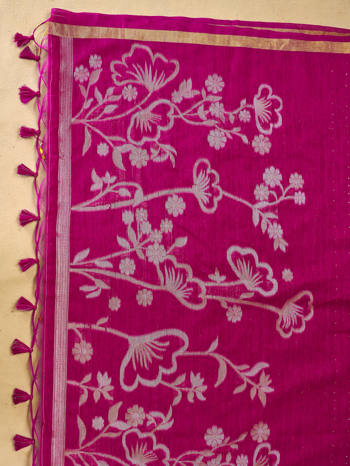 Zayna Linen Silk Ready To Wear Pocket Saree | Magenta Purple