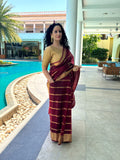 Ruby Gold Stripe Ready-to-wear Pocket Saree - Aseem Shakti