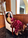 Ruby Gold Stripe Ready-to-wear Pocket Saree - Aseem Shakti