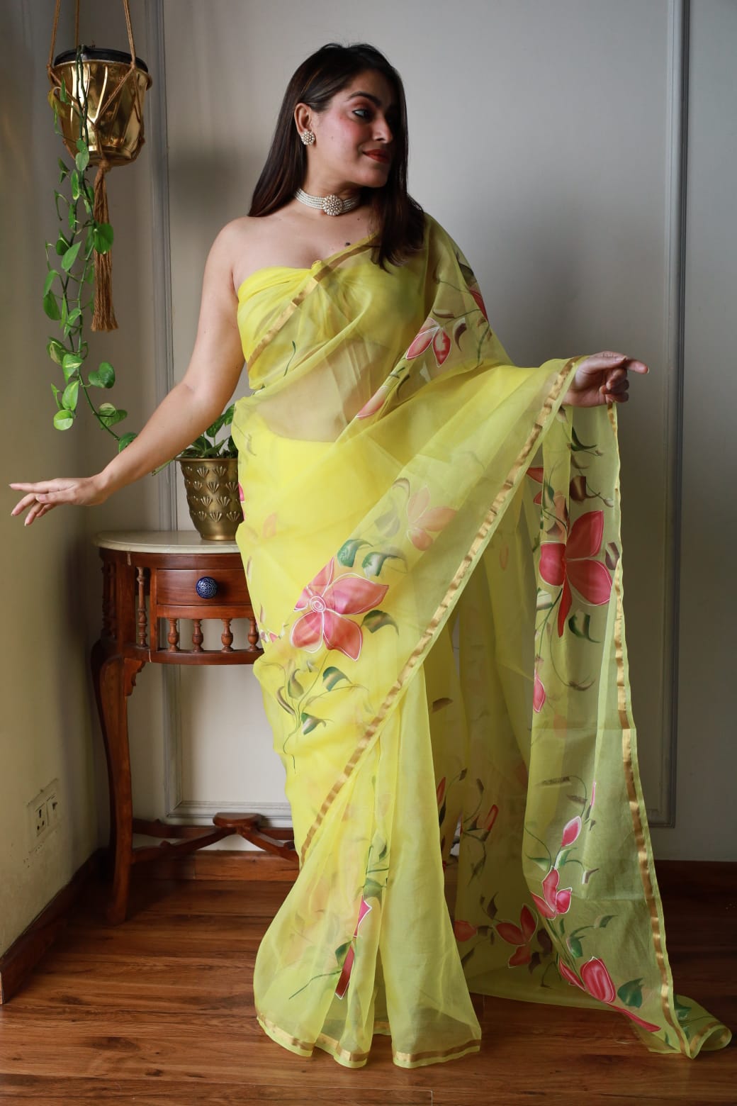 God fairy Organza Ready To Wear Pocket Saree