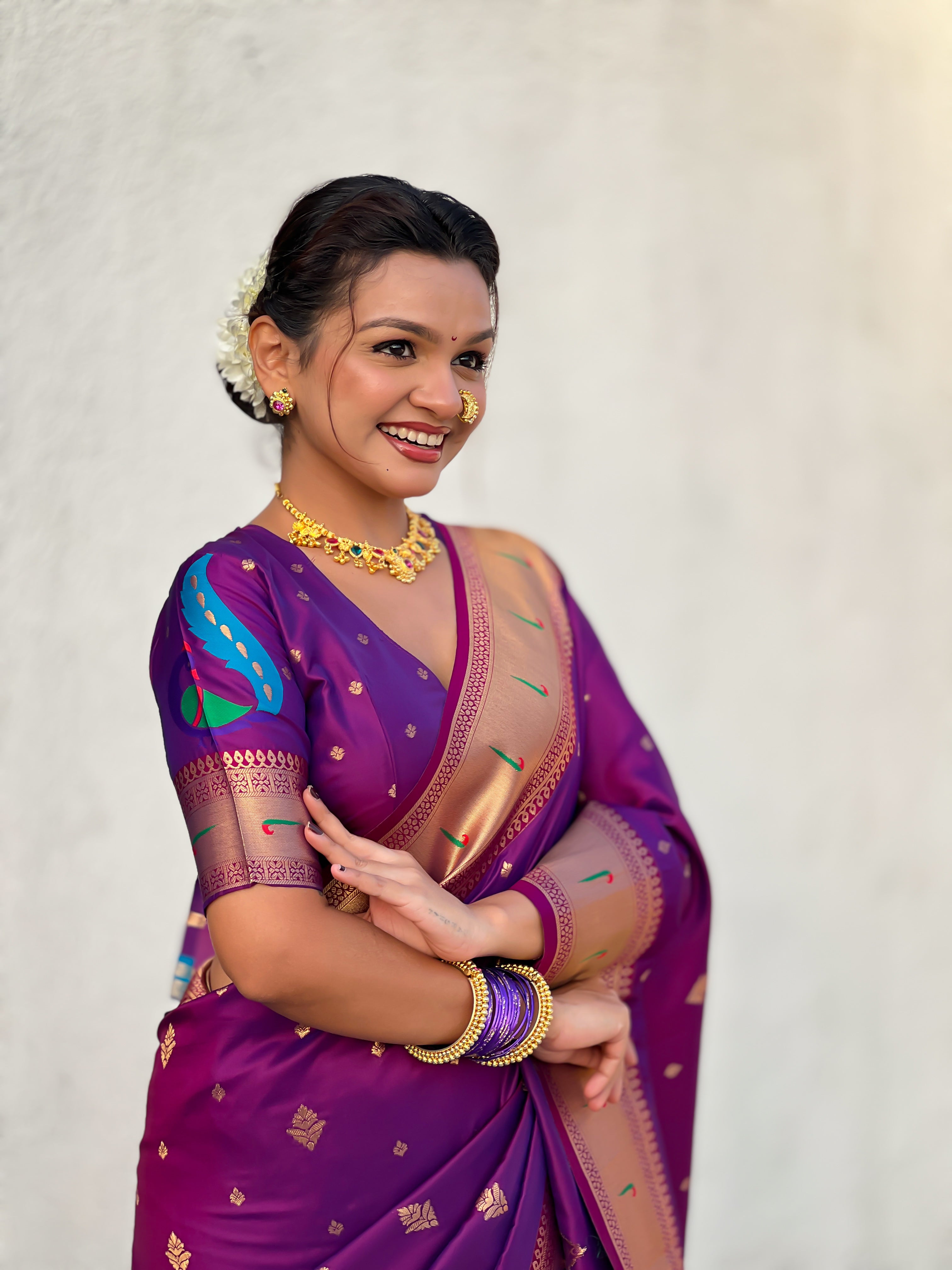 Rajmayur Powerloom Paithani Ready To Wear Pocket Saree