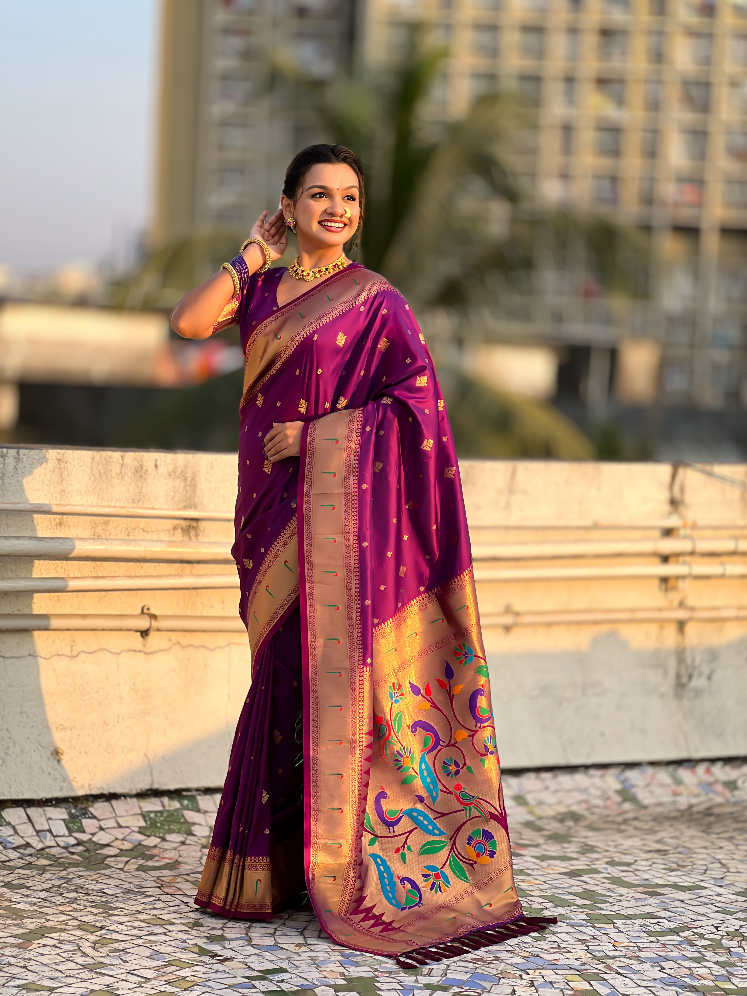 Rajmayur Powerloom Paithani Ready To Wear Pocket Saree