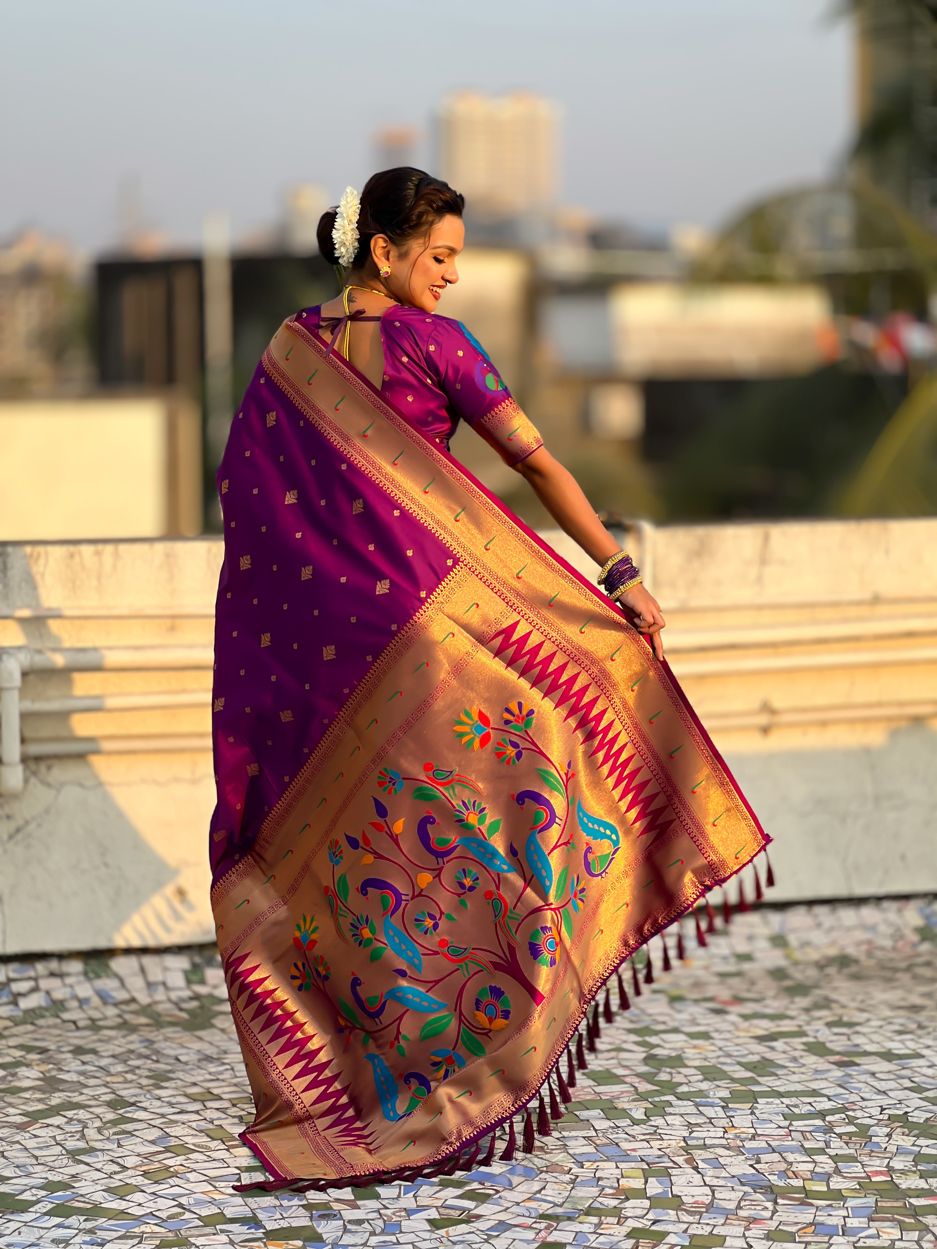 Rajmayur Powerloom Paithani Ready To Wear Pocket Saree