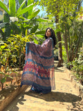 Enchanted Forest Mul Cotton Hand Block Printed Ready-to-wear Pocket Saree